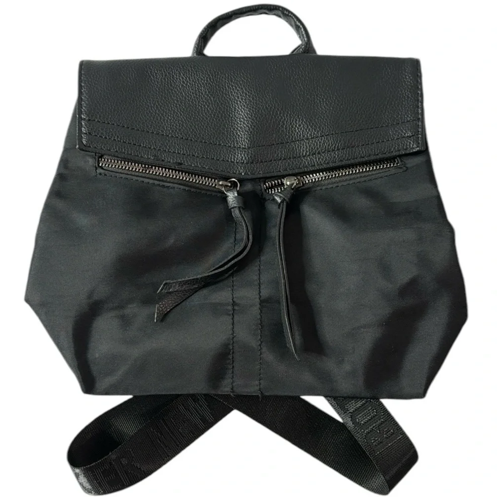 Botkier New York black Trigger mini faux leather trim backpack